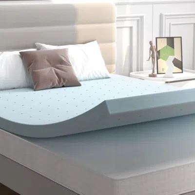 Hivvago King Size 4-inch Thick Soft Gel Memory Foam Mattress Topper In Light Blue