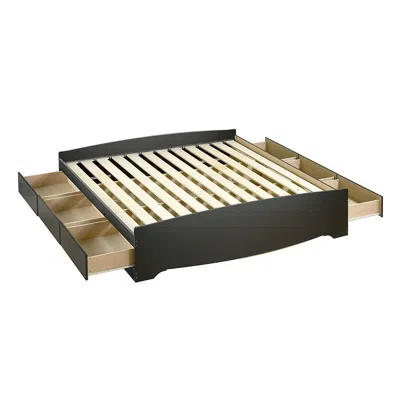 Hivvago King Size Black Wood Platform Bed Frame With Storage Drawers