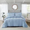 Hivvago King Size Blue 3 Piece Microfiber Reversible Comforter Set
