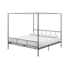 Hivvago King Size Dark Grey Metal Canopy Bed Frame With Headboard And Footboard