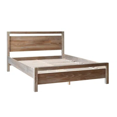 Hivvago King Size Farmhouse Traditional Rustic Pine Platform Bed In Brown