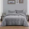 Hivvago King Size Grey 3 Piece Microfiber Reversible Comforter Set In Gray