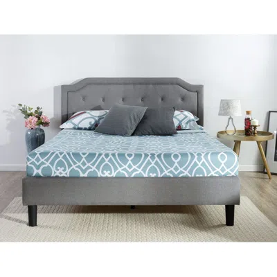 Hivvago King Size Grey Upholstered Platform Bed With Classic Button Tufted Headboard In Gray