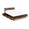 Hivvago King Size Industrial Slatted Headboard Platform Bed Frame With 6 Storage Drawers In Brown