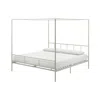 Hivvago King Size Modern Metal Canopy Bed Frame With Headboard And Footboard In White