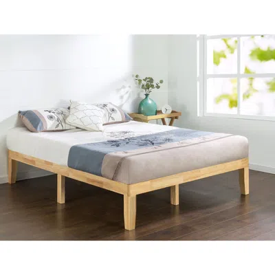 Hivvago King Size Solid Wood Platform Bed Frame In Natural Finish In Multi