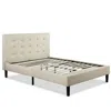 Hivvago King Size Taupe Beige Upholstered Platform Bed Frame With Headboard In Neutral