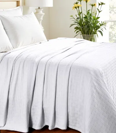 Hivvago King White Cotton Basketweave Geometric Blanket
