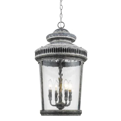 Hivvago Kingston 4-light Antique Lead Foyer Pendant With Curved Water Glass Panes In Gray