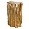 Hivvago Kiny 20 Inch Accent Stool Table, Tree Trunk Design, Magnesium, Gold Finish In Gold