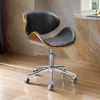 Hivvago Brown Black And Silver Adjustable Height Swivel Rolling Office Chair In Black