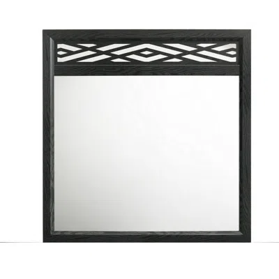 Hivvago Kira 22 X 40 Dresser Mirror, Geometric Design, Rubberwood, Black Finish