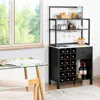 Hivvago Kitchen Bakers Rack Freestanding Wine Rack Table With Glass Holder And Drawer-black