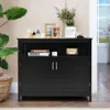 Hivvago Kitchen Buffet Server Sideboard Storage Cabinet With 2 Doors And Shelf-black
