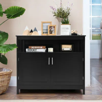Hivvago Kitchen Buffet Server Sideboard Storage Cabinet With 2 Doors And Shelf-black