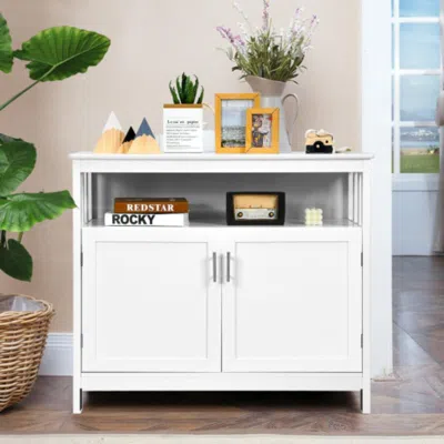Hivvago Kitchen Buffet Server Sideboard Storage Cabinet With 2 Doors And Shelf-white