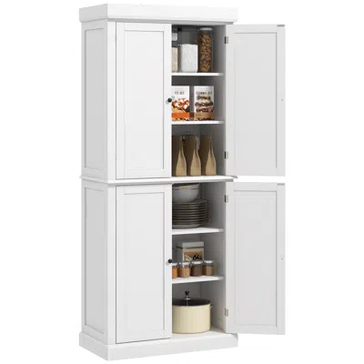 Hivvago Kitchen Cabinet With Doors And Pantry Storage Shelves In White