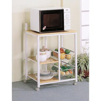 Hivvago Kitchen Cart With 3 Shelves & 2 Storage Compartments, Brown And White