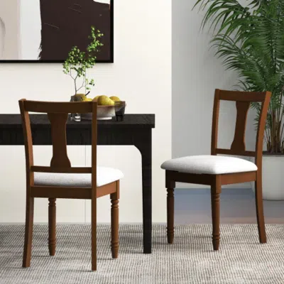 Hivvago Kitchen Dining Chair With Linen Fabric And Storage Space-brown In Blue
