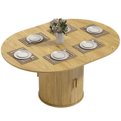 Hivvago Kitchen Dining Table With 2-tier Storage Shelf