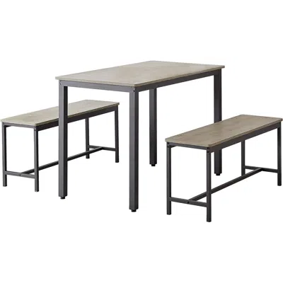 Hivvago Kitchen Industrial Dinning Table Counter With Chairs - Grey In Gray