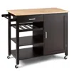 Hivvago Kitchen Island Cart Rolling Serving Cart Wood Trolley-brown