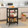 Hivvago Kitchen Island Cart With Stainless Steel Tabletop And Basket-black
