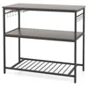 Hivvago Kitchen Island With 3 Shelves Wine Glass Holders And 10 Hooks-gray