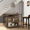 Hivvago Kitchen Island With 4-tier Storage Shelf And Long Footrest For Home-rustic Brown
