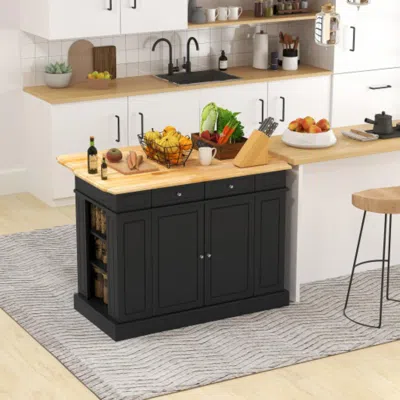 Hivvago Kitchen Island With Storage And 3-level Adjustable Shelves-black