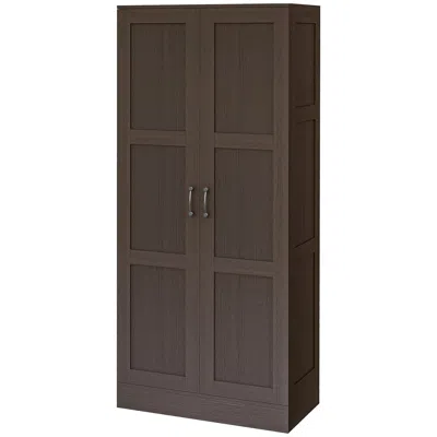 Hivvago Kitchen Organizer Cabinet With Storage Shelves In Brown