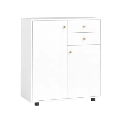 Hivvago Kitchen Sideboard Buffet Cabinet Coffee Bar Cabinet With 2 Drawers 2 Doors And 3 Adjustable Shelves In White