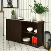 Hivvago Kitchen Storage Cabinet With Wood Sliding Door-brown