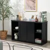 Hivvago Kitchen Storage Cupboard Cabinet With Sliding Door-black