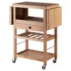 Hivvago Kitchen Utility Cart Drop Leaf Bamboo