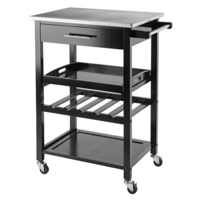 Hivvago Kitchen Utility Cart Stainless Steel Top Black