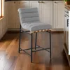 Hivvago Kive 26 Inch Counter Height Stool Chair, Boucle Channel Tufted, Light Gray