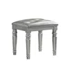 Hivvago Kya 20 Inch Vanity Stool With Tufted Vegan Faux Leather Seat, Glam Silver