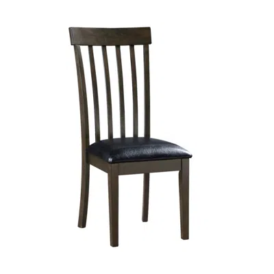 Hivvago Kyn 18 Inch Side Dining Chair, Slatted Back, Padded Seat, Farmhouse Brown