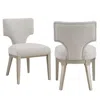 Hivvago Kyna 21 Inch Side Dining Chair Set Of 2, Curved Backrest, Champagne Linen In White