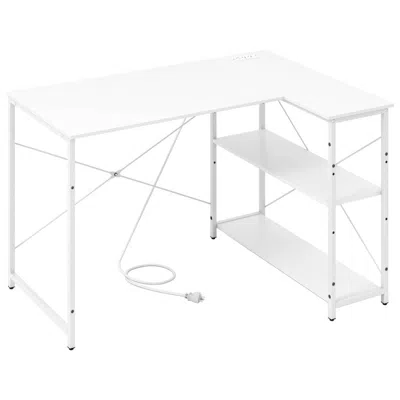 Hivvago L-shaped 47 Inch Reversible Corner Desk With Adjustable Storage Shelves