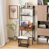 Hivvago Ladder Vanity Desk Set With Flip Top Mirror And Cushioned Stool-black