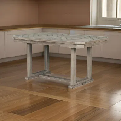 Hivvago Lais 60 Inch Dining Table, Rectangular, Diamond Wood Grain Pattern, Gray