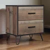 Hivvago Lala 25 Inch Nightstand, 2 Drawers, Black Handles, Rustic Brown Wood Finish In Brown