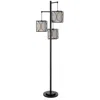 Hivvago Lany 73 Inch Floor Lamp, 3 Hanging Lantern Style Shades, Black Iron