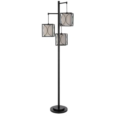 Hivvago Lany 73 Inch Floor Lamp, 3 Hanging Lantern Style Shades, Black Iron