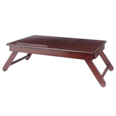 Hivvago Lap Desk Tilt Top And Storage Walnut In Brown