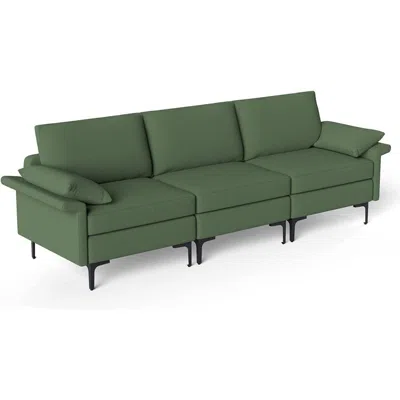 Hivvago Large 3-seat Sofa Sectional With Metal Legs For 3-4 People In Green