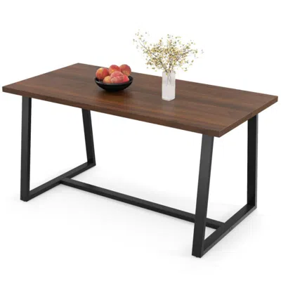 Hivvago Large Dining Table With Heavy-duty Metal Frame And Anti-slip Foot Pads-coffee In Brown