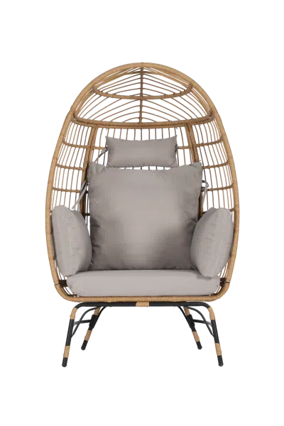 Hivvago Large Egg Chair With Cushion In Brown
